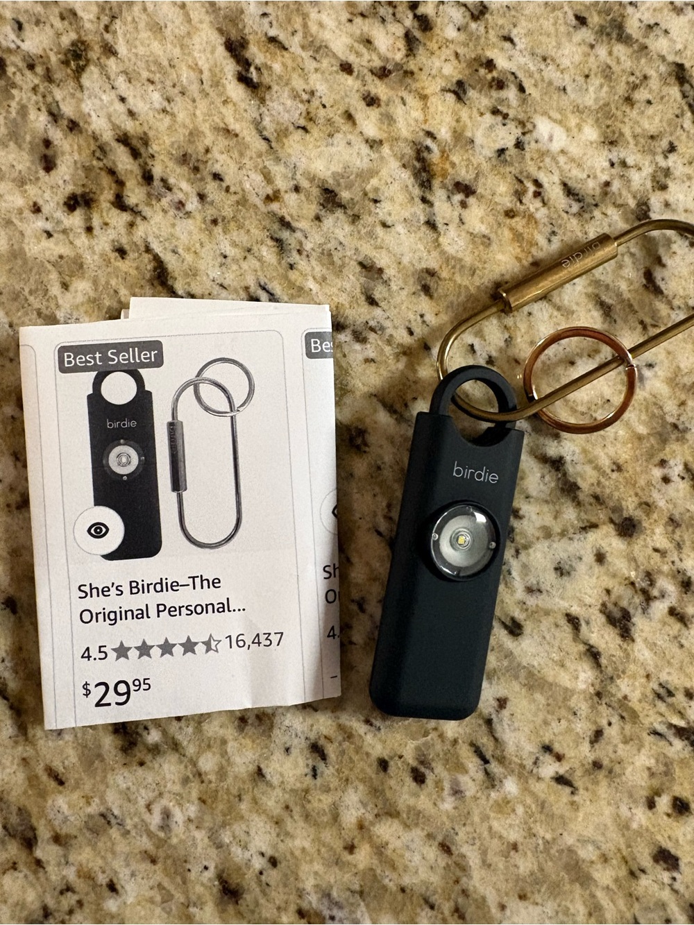 Birdies Personal Safety Alarm Keychain — Black new, never used in matte black